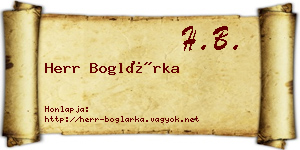 Herr Boglárka névjegykártya